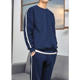 Layered-hem Contrast-trim Sweatshirt