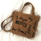 Corduroy Lettering Crossbody Bag Brown - One Size