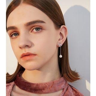 Rhinestone Bow Bead Drop Earring