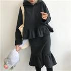 Set: Hooded Ruffled Top + Skirt