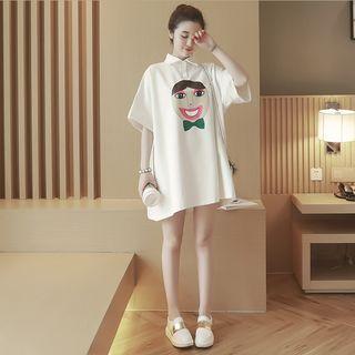 Printed Short-sleeve Collared Dress