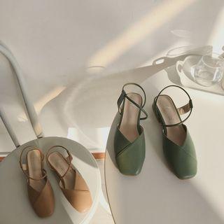 Strappy Square Toe Mules