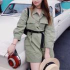 3/4-sleeve Wide-leg Cargo Playsuit Army Green - One Size