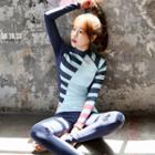 Set: Color Block Rash Guard + Pants