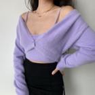 Set : Mock Mink Suspender + Cropped Cardigan