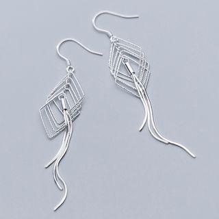925 Sterling Silver Rhombus Fringed Earring S925 Silver - Earring - One Size