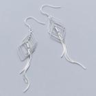 925 Sterling Silver Rhombus Fringed Earring S925 Silver - Earring - One Size