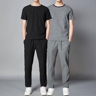 Set: Plain Short Sleeve T-shirt + Sweatpants