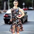 Sleeveless Tulle Floral Dress