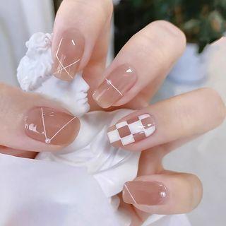 Checker Faux Nail Tips