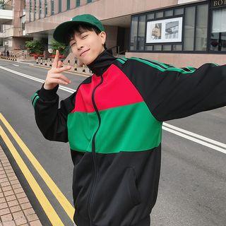 Colored Panel Zip Track Jacket
