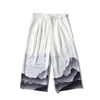 Scenery Print Wide Leg Shorts