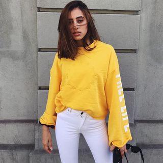 Star Embroidered Lettering Pullover