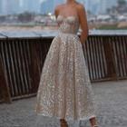 Strapless Sequin Midi Corset A-line Dress
