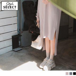 Dip-back Long Sleeve Knit Dress