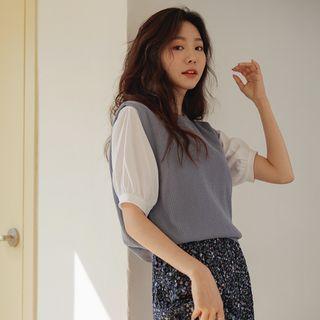 Round / V-neck Ribbed Sweater Vest