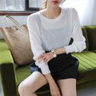 Long-sleeve Linen Blend Sheer Sweater