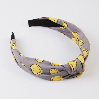 Smiley Face Print Knot Headband