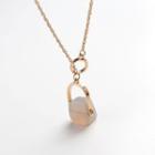Faux Gemstone Pendant Alloy Necklace 1 Pc - Gold - One Size