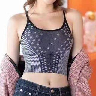 Spaghetti Strap Patterned Knit Top