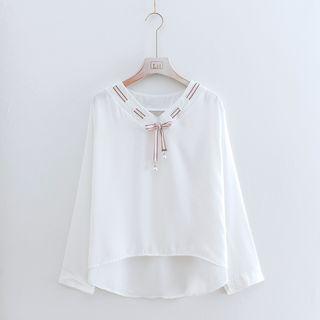 Long-sleeve Ribbon-accent Top