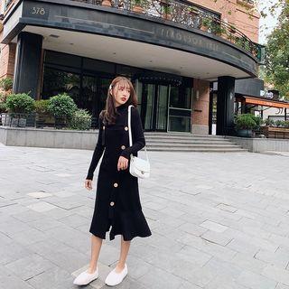 Set Of Knit Top & Jumper Dress Black - One Size