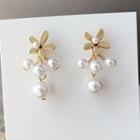 Flower Faux Pearl Alloy Dangle Earring 1 Pair - White - One Size
