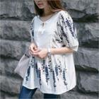 Tie-front Embroidered Cotton Top
