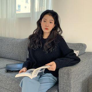 Dolman-sleeve Crop Sweater