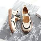 Contrast Trim Buckled Mary Jane Shoes