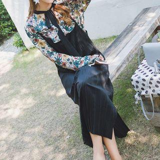Set: Ruffled Floral Blouse + Jumper Dress