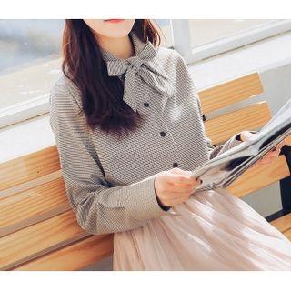 Plaid Bow-tie Blouse