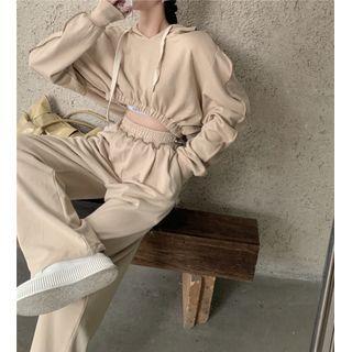 Cropped Hoodie / High-waist Wide-leg Sweatpants