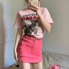 Short-sleeve Bear Print T-shirt / Pencil Skirt