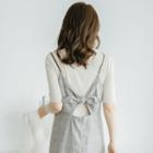 Ribbon-back Plaid Sleeveless Dress