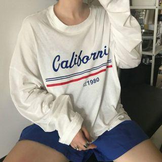 Printed Long-sleeve T-shirt / Plain Shorts