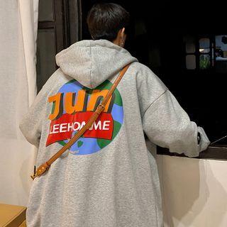 Printed Oversized Zip Hoodie