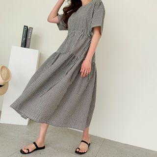 Tired Long Gingham Dress