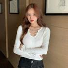 Chain Long-sleeve Cropped T-shirt