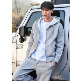 Piped Neoprene Zip-up Hoodie
