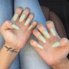 Pointed Matte Nail Art False Nail 43 - Grayish Green - One Size