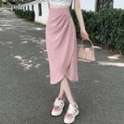 High-waist Ruched Midi Pencil Skirt
