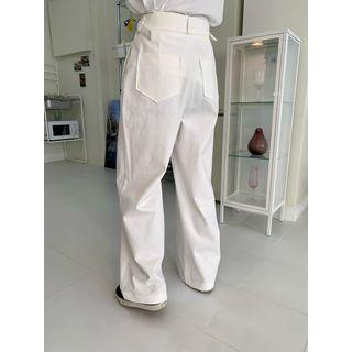 Buckled-waist Wide Pants