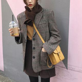 Single Breasted Plaid Blazer As Shown In Figure - One Size