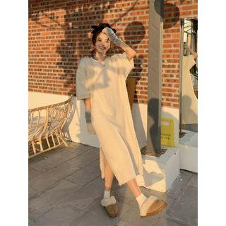 Elbow-sleeve Knit Dress Milky Almond - One Size