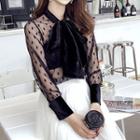 Set: Tie-neck Mesh Blouse + Bandeau