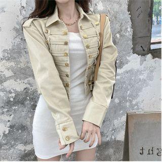 Open-front Cropped Shirt Jacket
