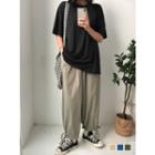 Band-waist Drawstring-hem Pants
