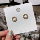 Hollow Smiley Face Stud Earring 1 Pair - Eh0333 - Gold - One Size