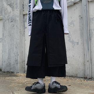 Plain Layered Wide-leg Pants
